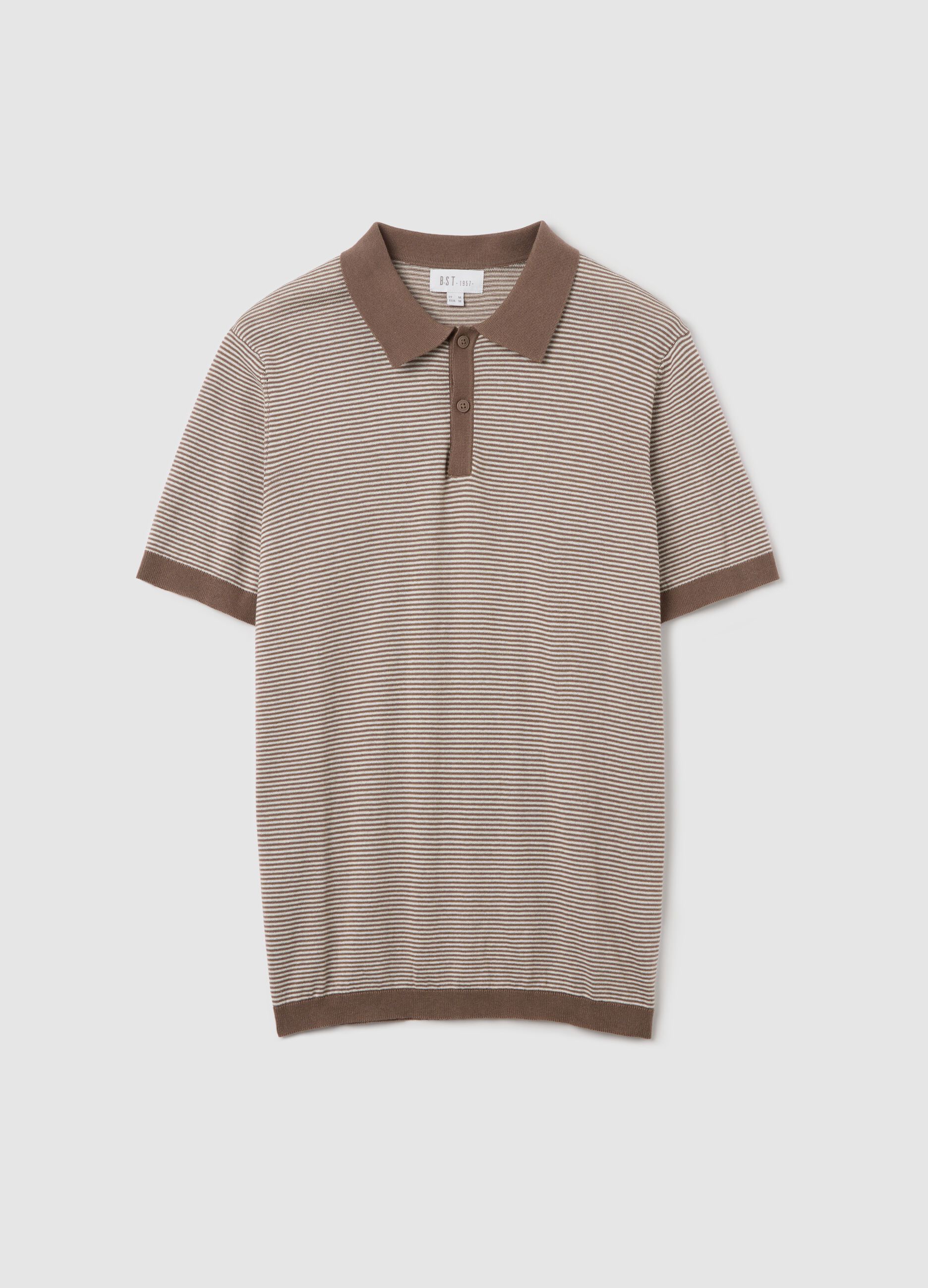 Brown striped polo shirt in cotton