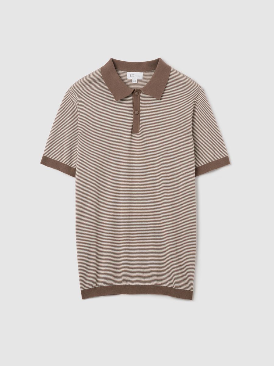 Brown striped polo shirt in cotton_4