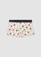 Boxer midi bianco in cotone organico elasticizzato con stampa patatine fritte_0