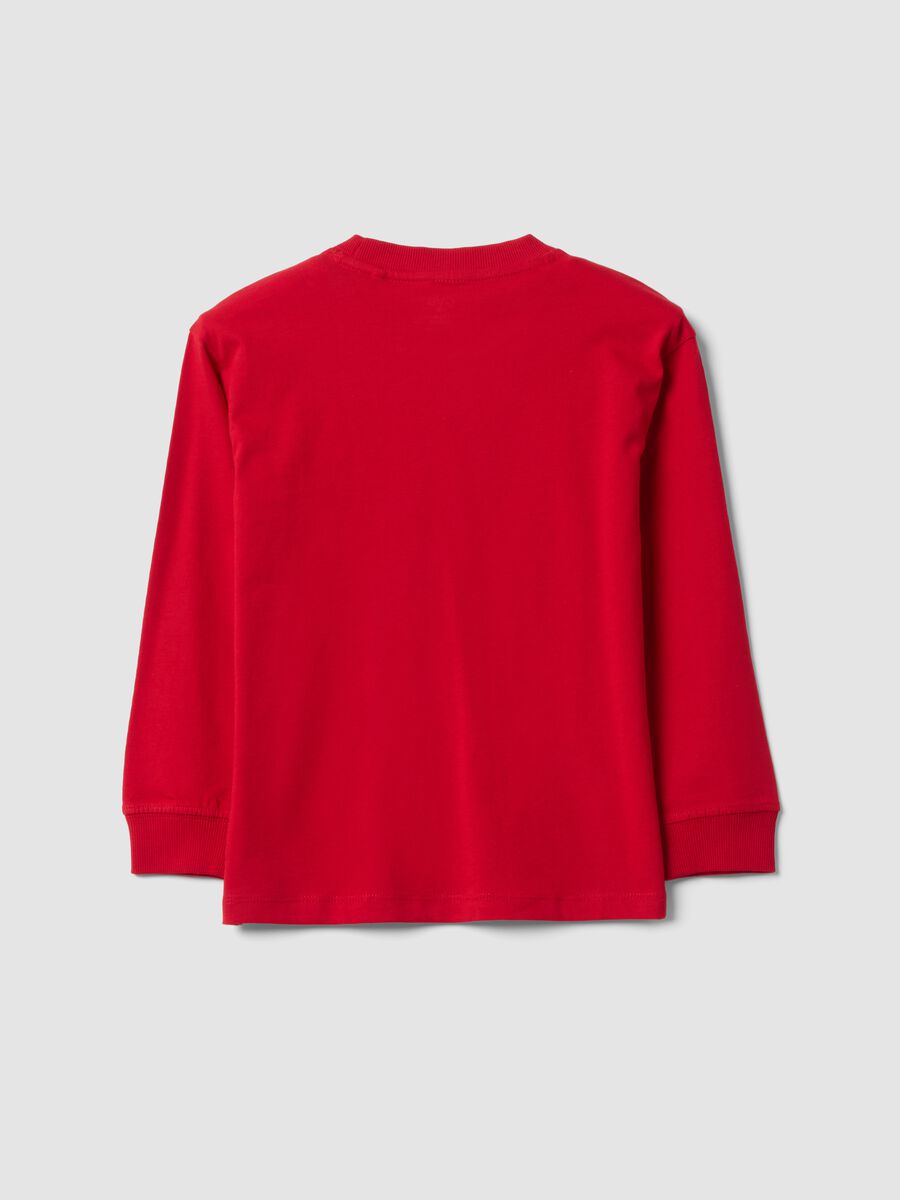 Red pure cotton crew-neck T-shirt with Top Speed print_1