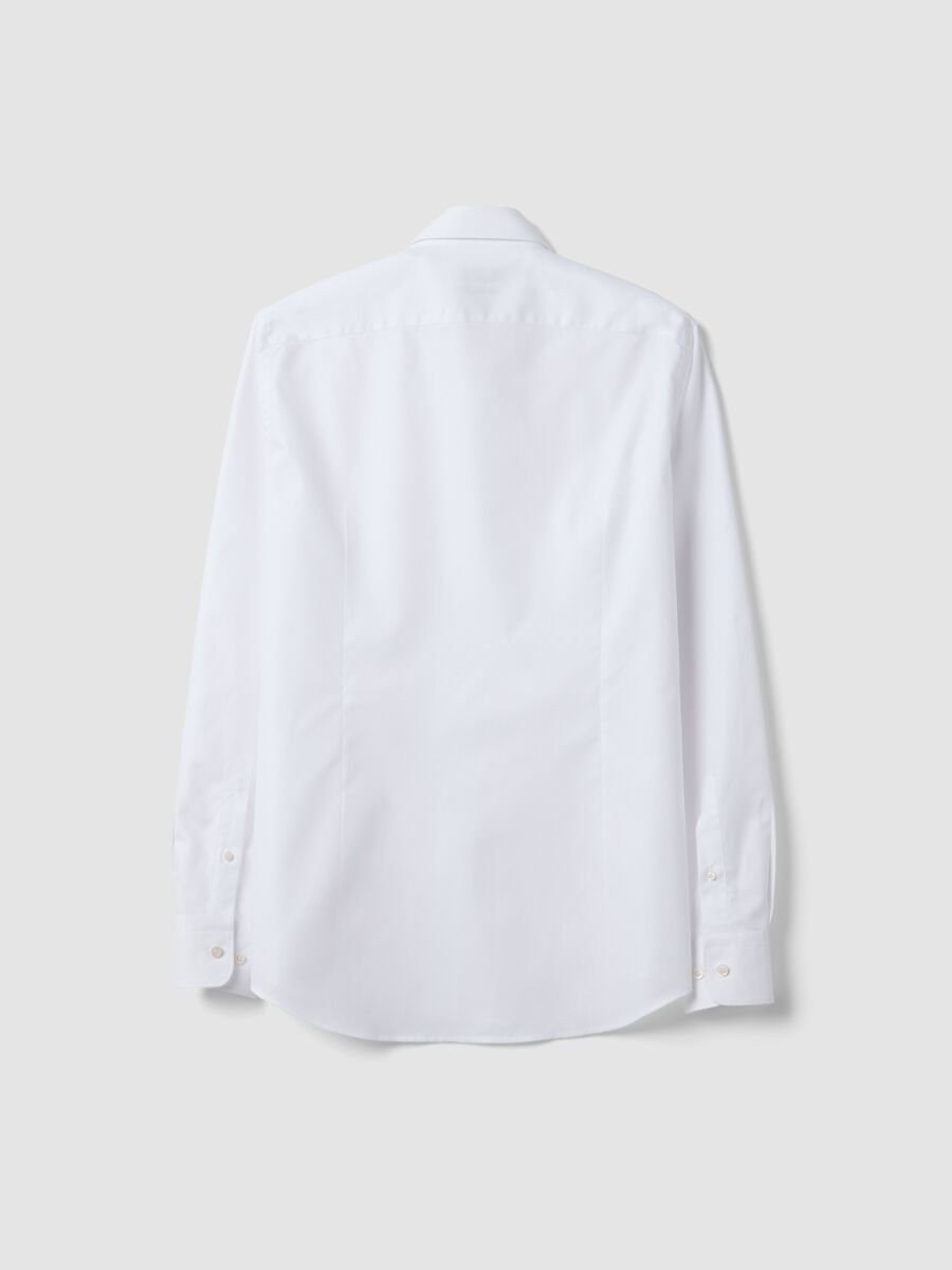 Camicia bianca in puro compact cotton con collo francese slim fit_5