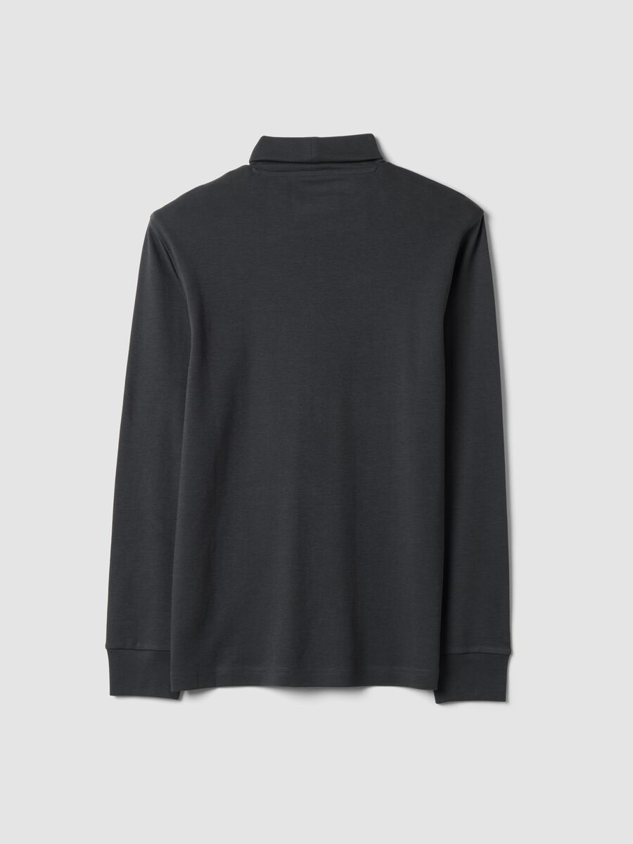 Maglia blu in puro cotone con dolcevita_2