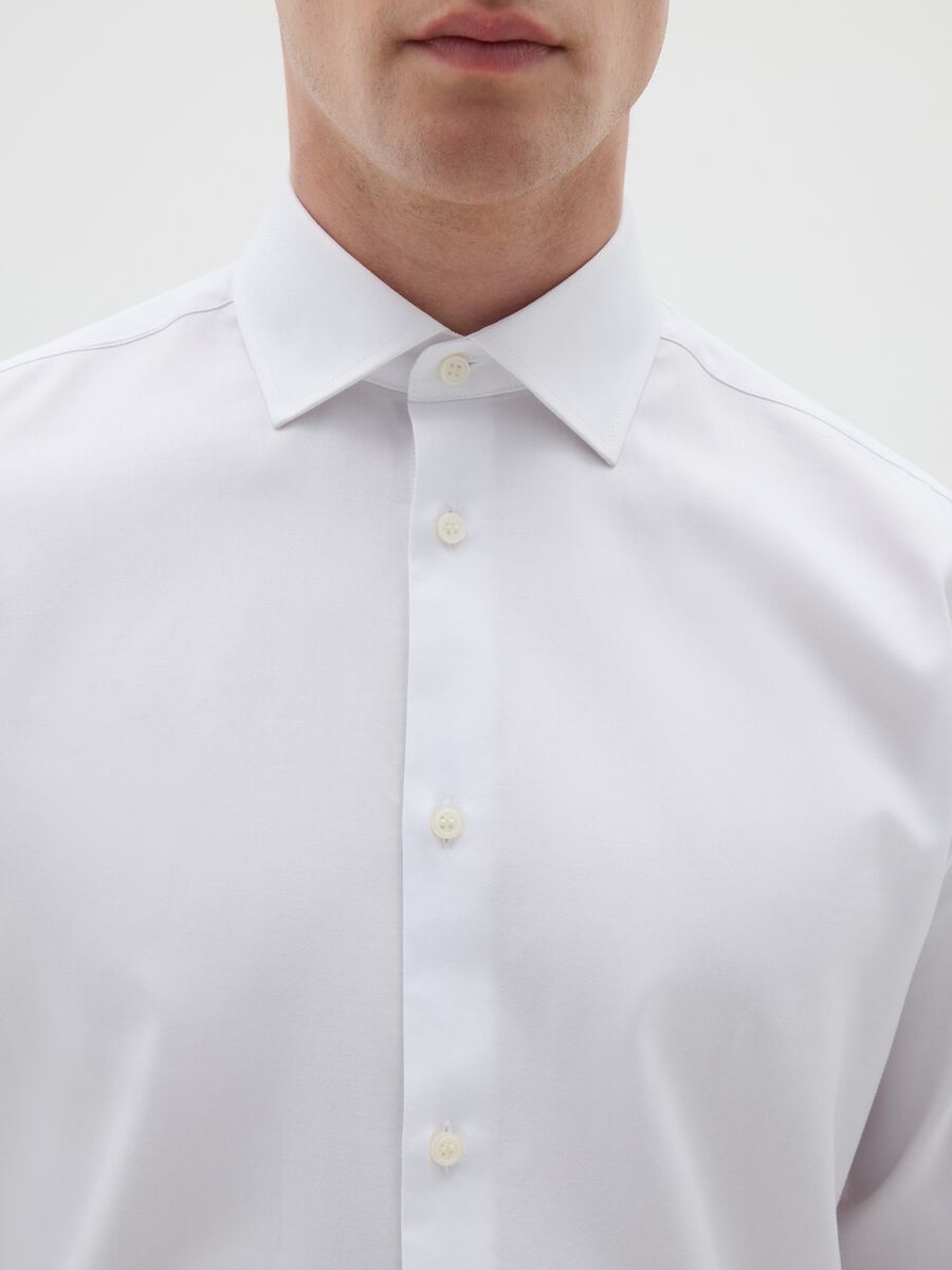 Men's white pure cotton easy iron shirt_1