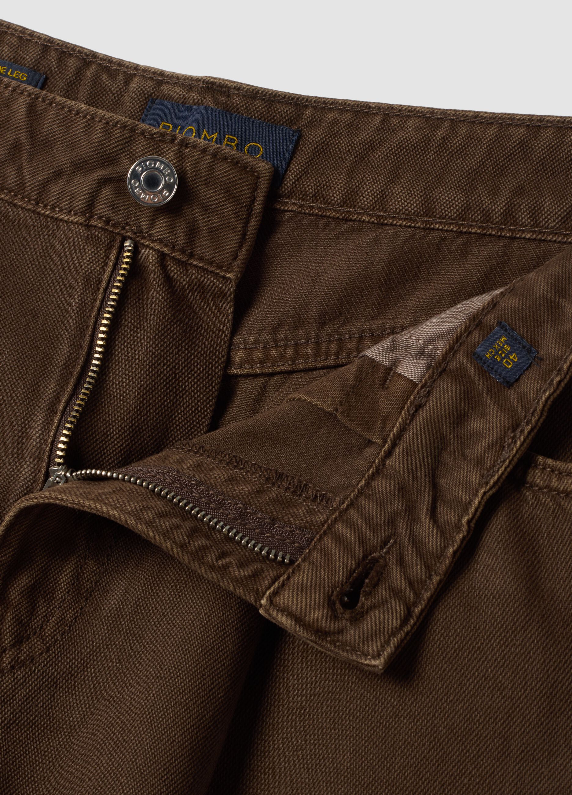 High-waisted wide-leg brown jeans in pure cotton