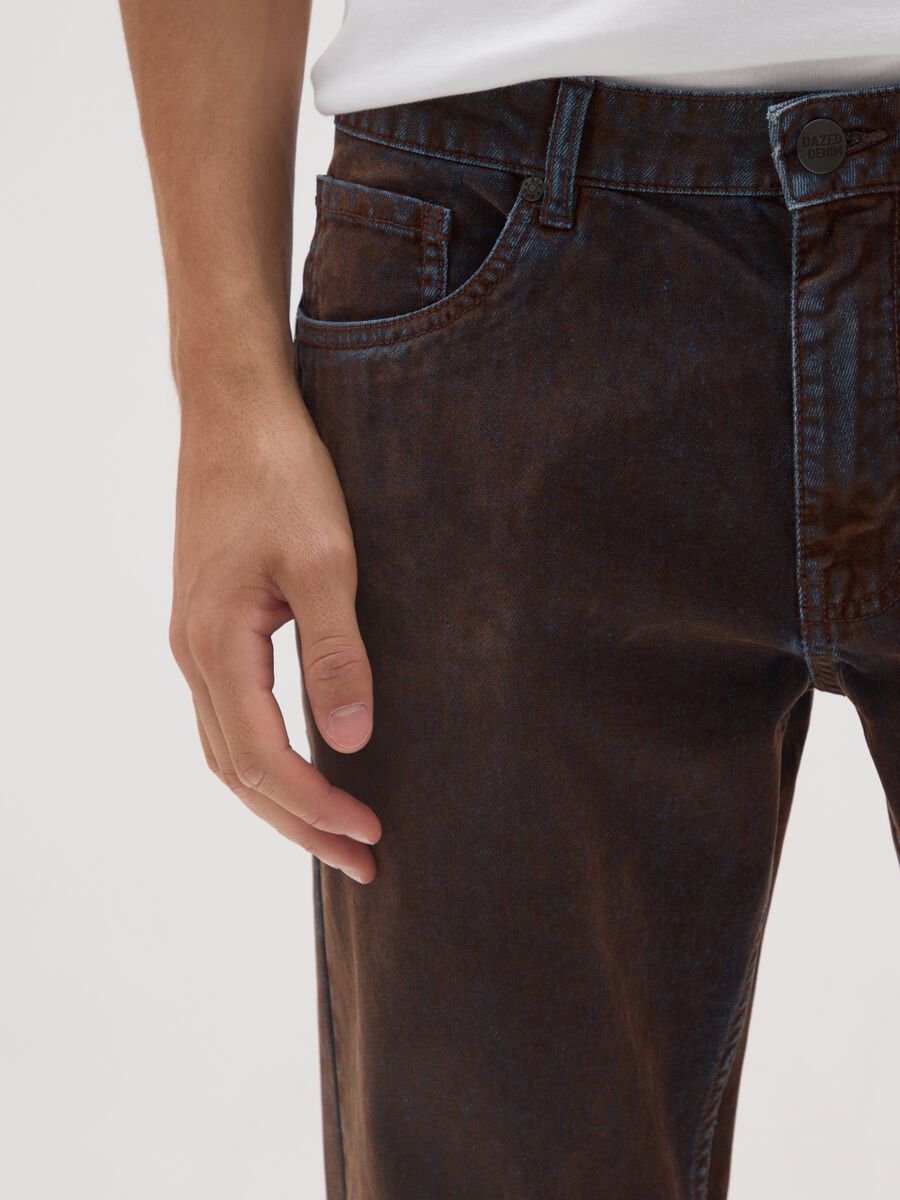 Brown pure cotton regular fit jeans_3