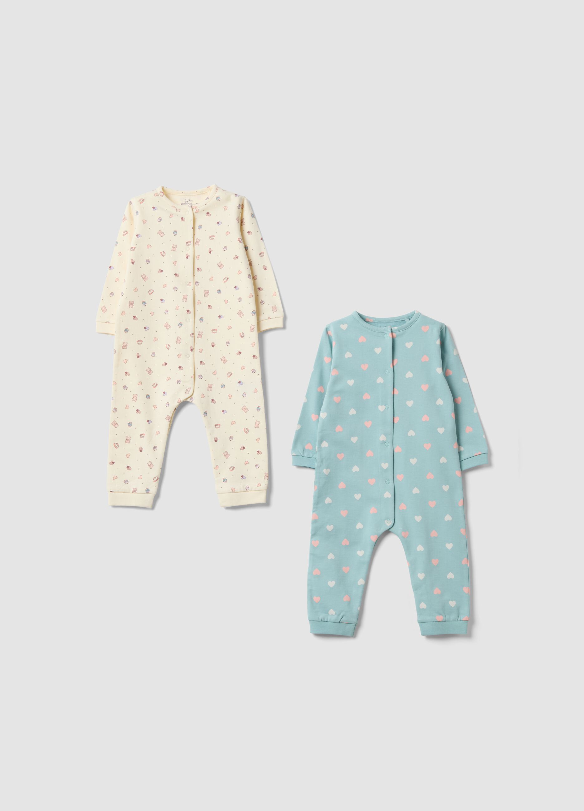 2-pack blue and white organic cotton sleepsuits for baby girl