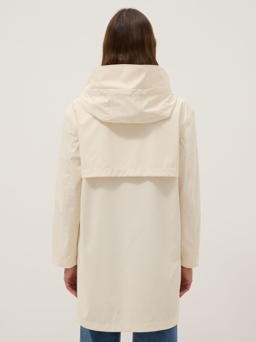 Beige Waterproof Jacket with Hood Regular Fit_2