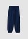 Pantaloni jogger blu in puro cotone organico con tasche cargo per bambino_0