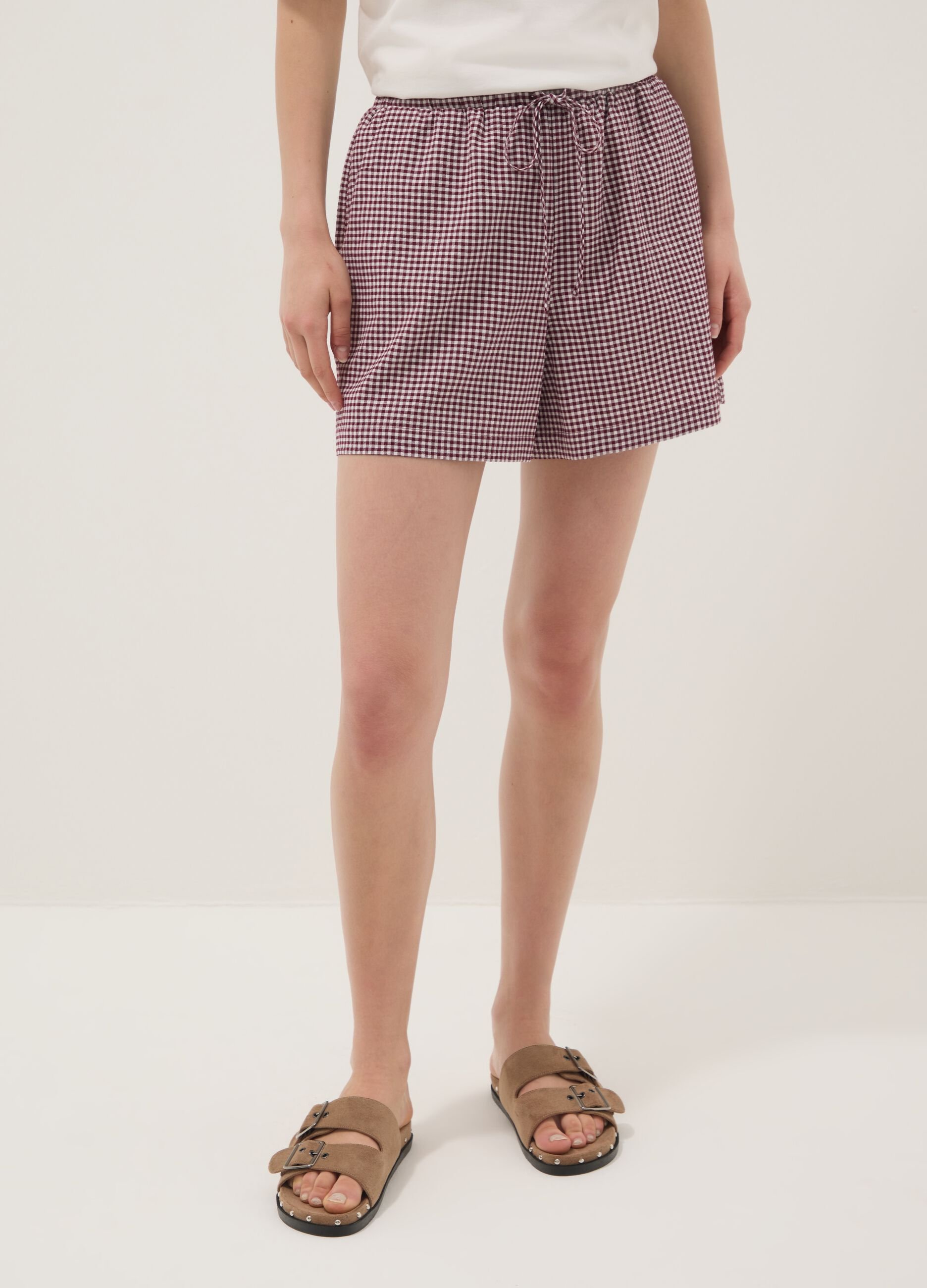 Purple stretch cotton shorts