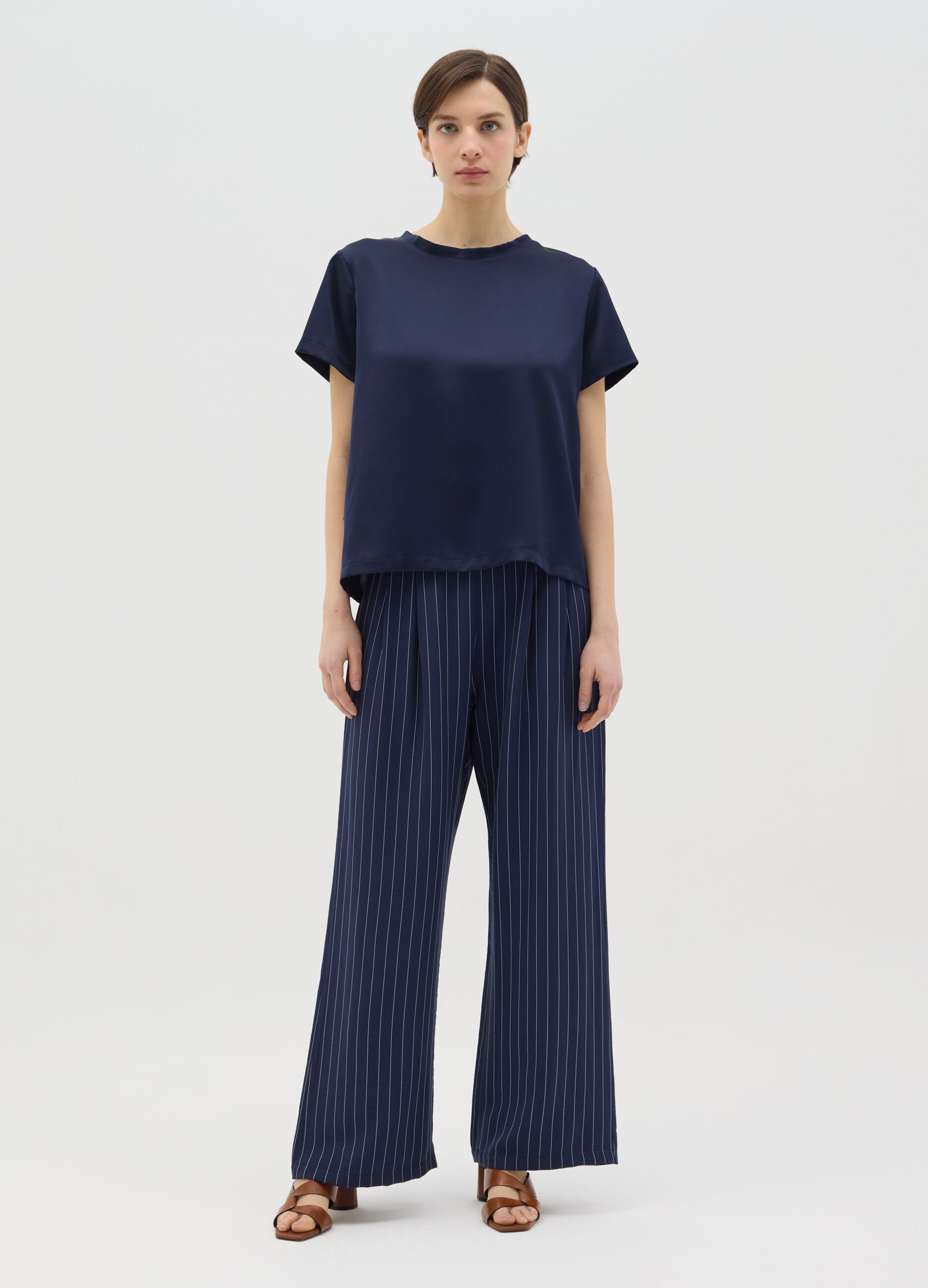 Blue satin T-shirt