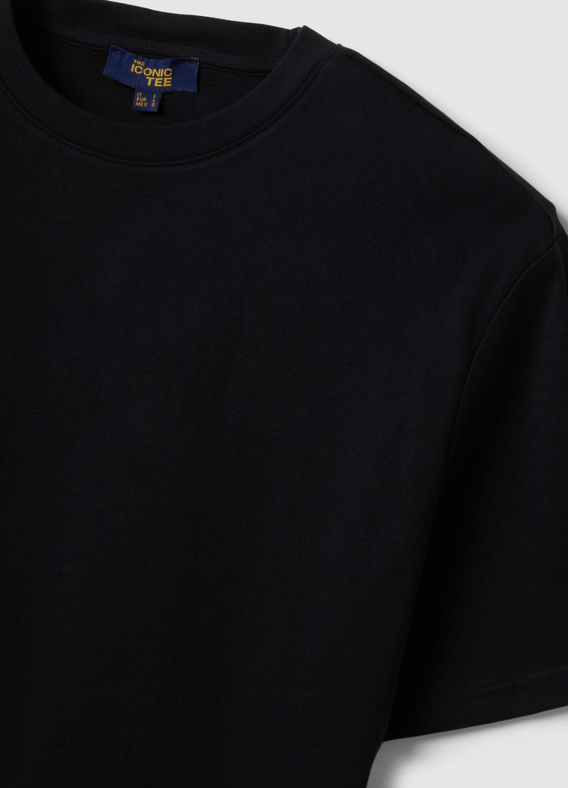 Black pure cotton short-sleeve T-shirt, relaxed fit