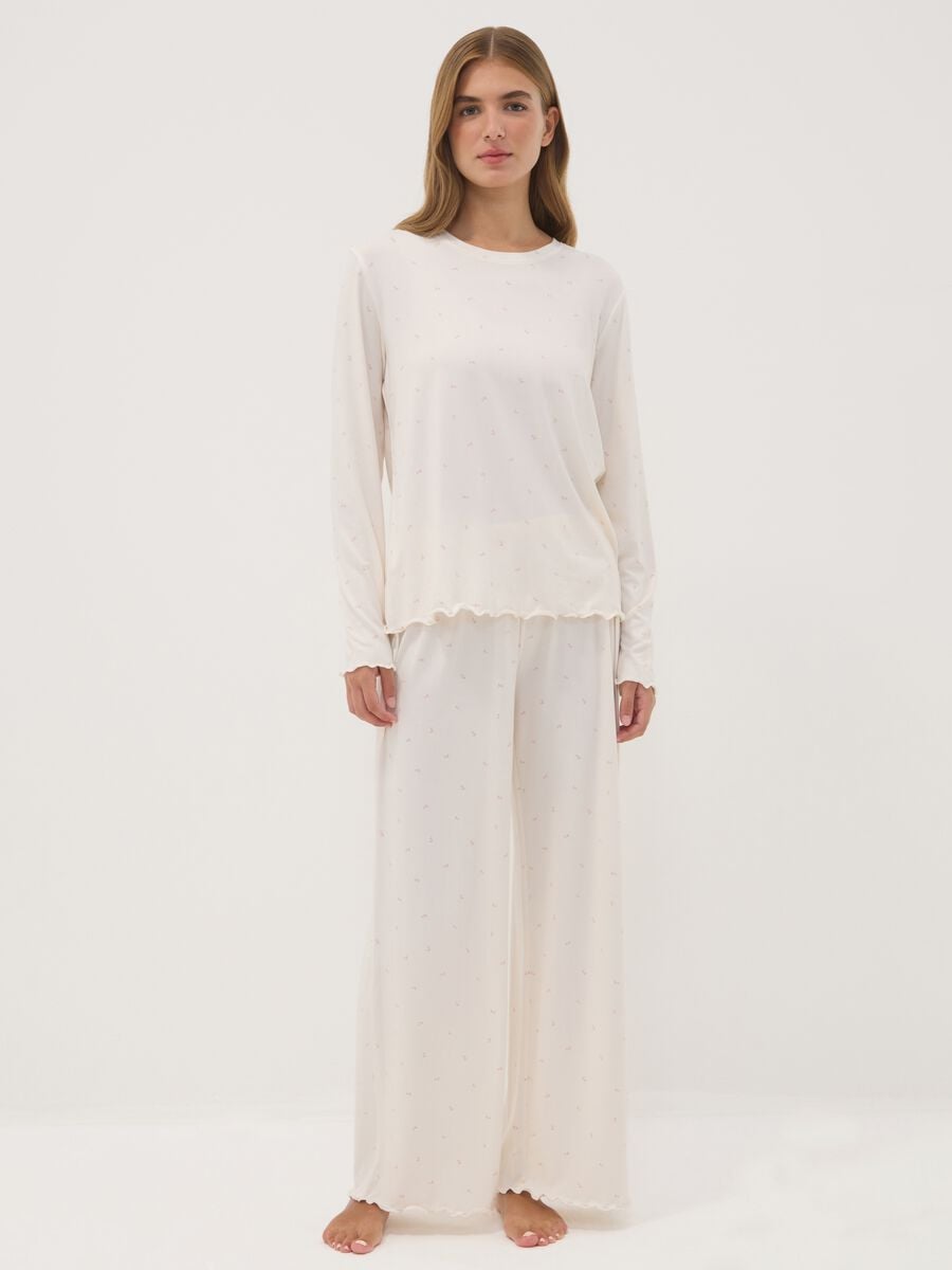 Black stretch-fabric crew-neck pyjamas_0