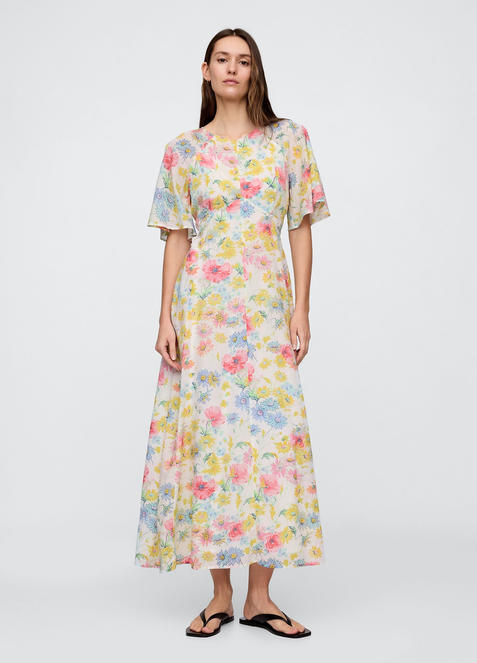 Gap multicoloured floral long dress in viscose and cotton blend