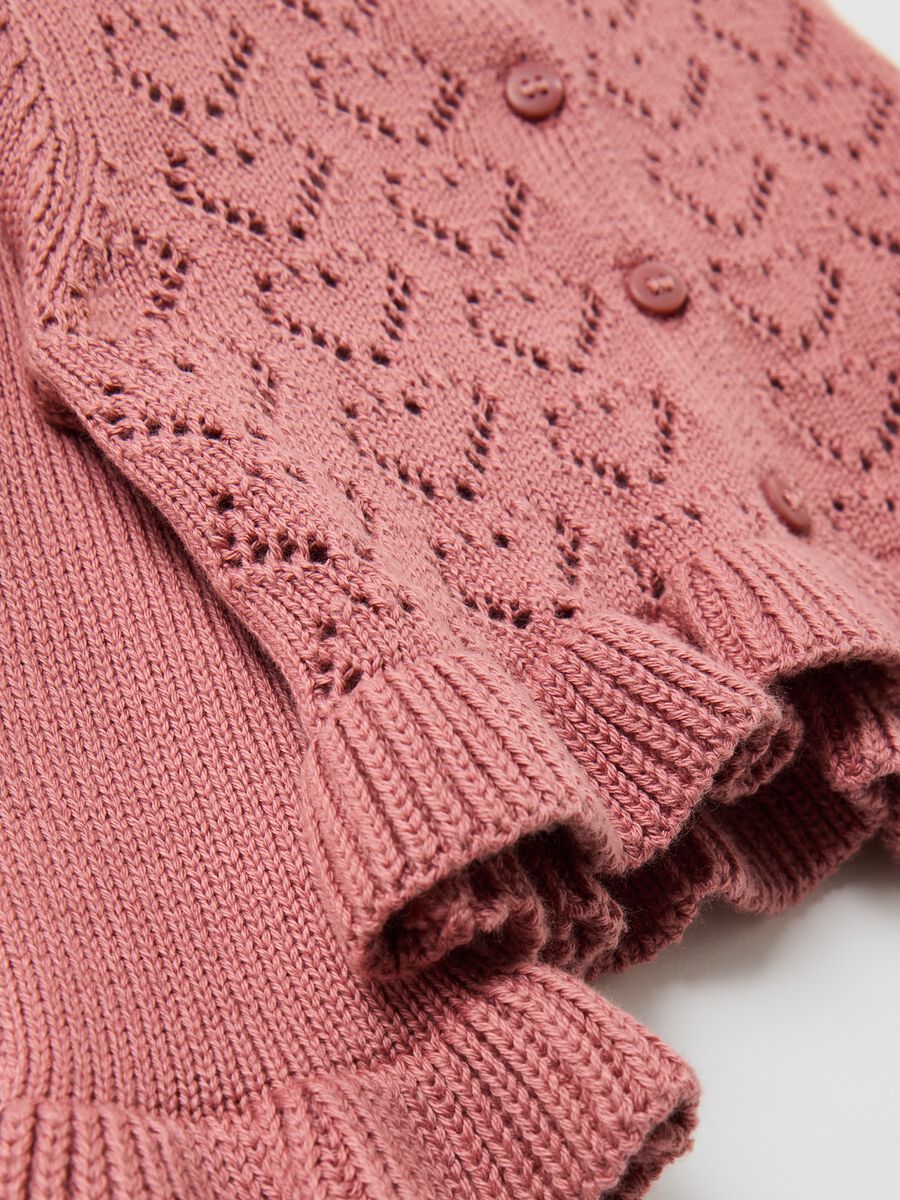 Knit cardigan with openwork design_3