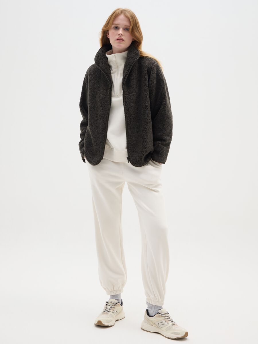 Felpa verde scura con zip regular fit_2