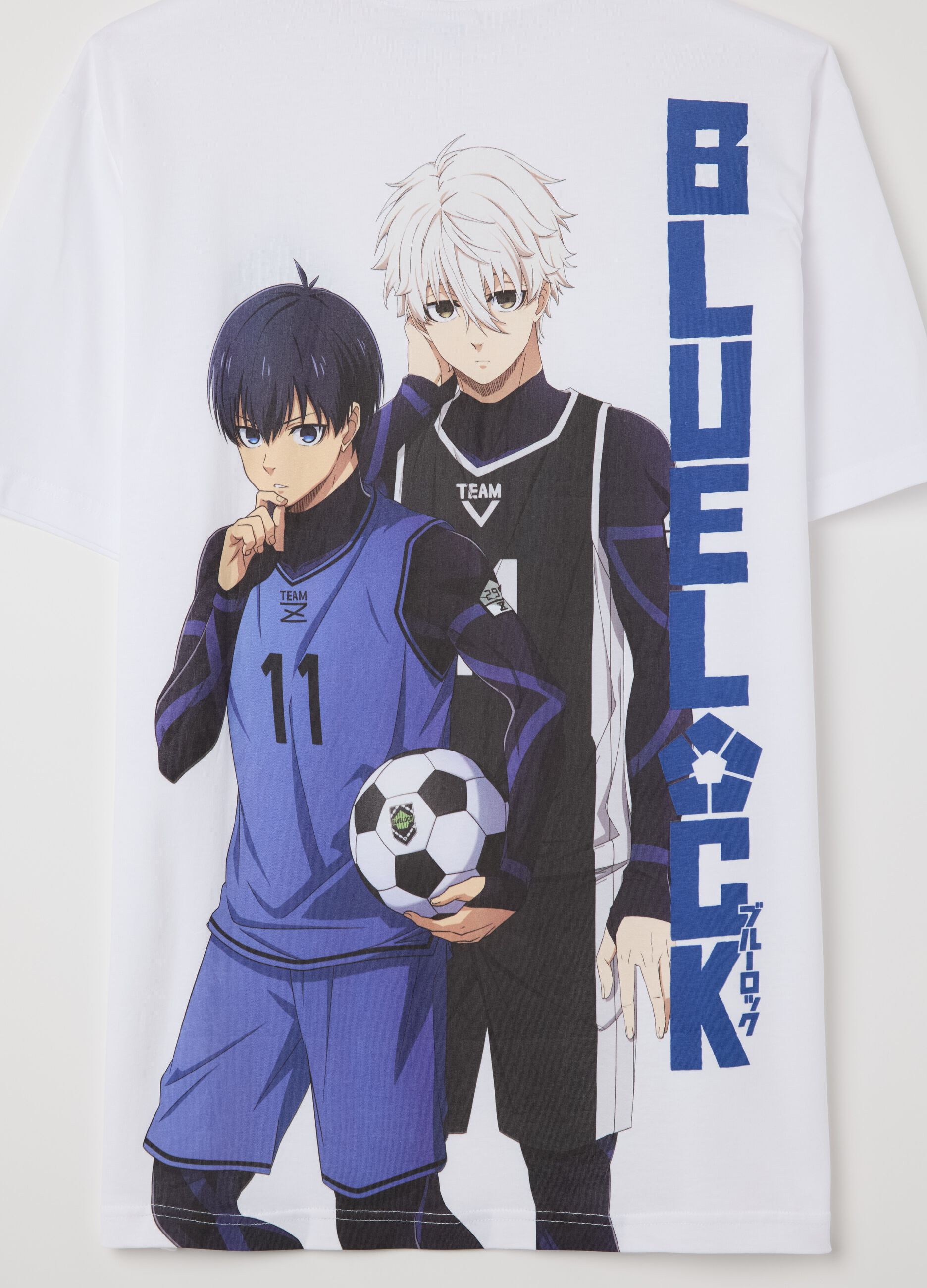 White T-shirt with Seishiro Nagi print