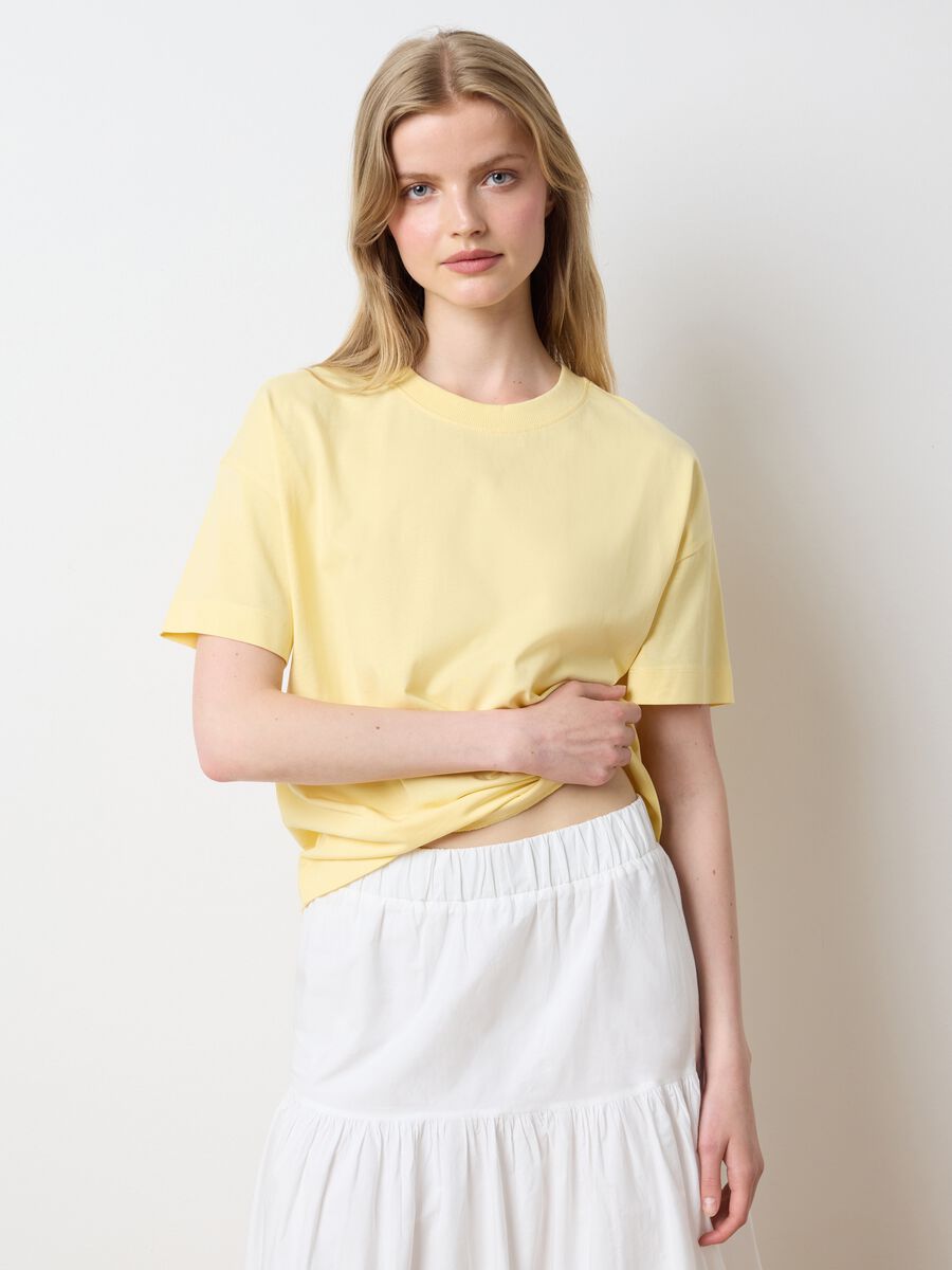 Les Copains Light Yellow Cotton T-shirt_0