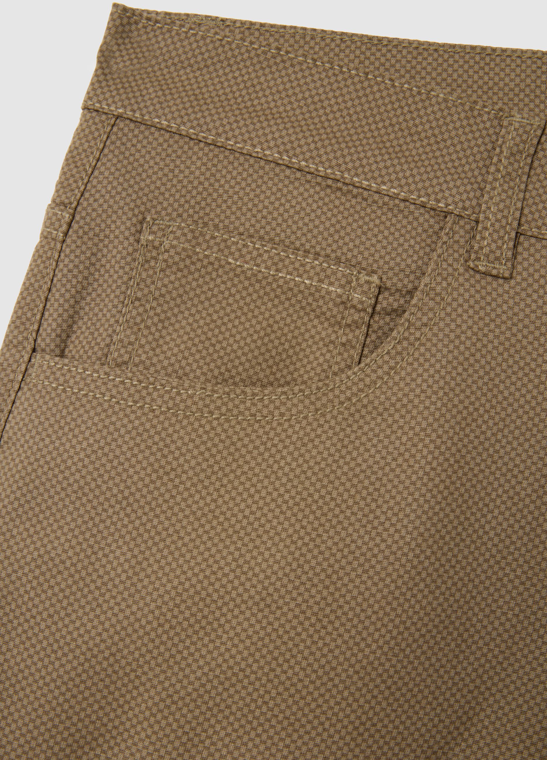 Men's stretch cotton brown regular fit shorts