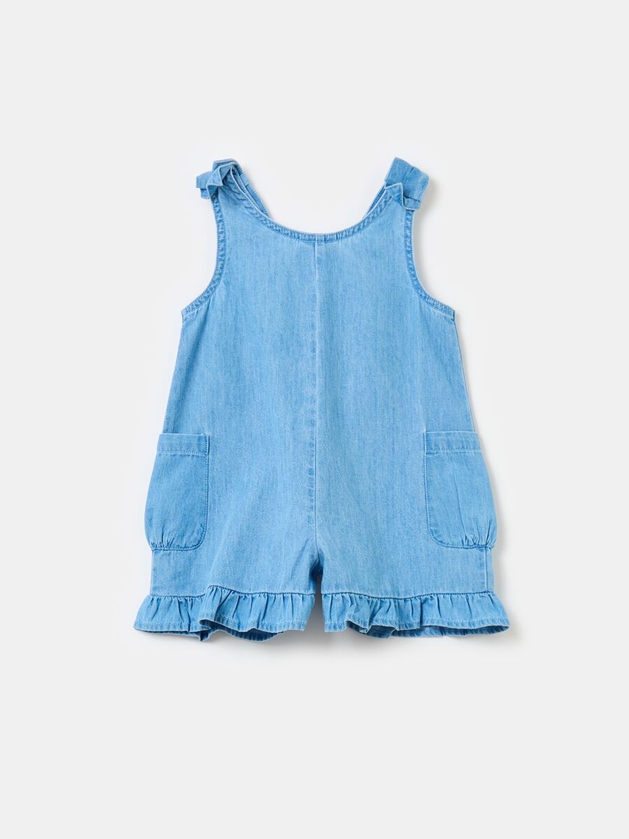 Denim romper suit with frills_1