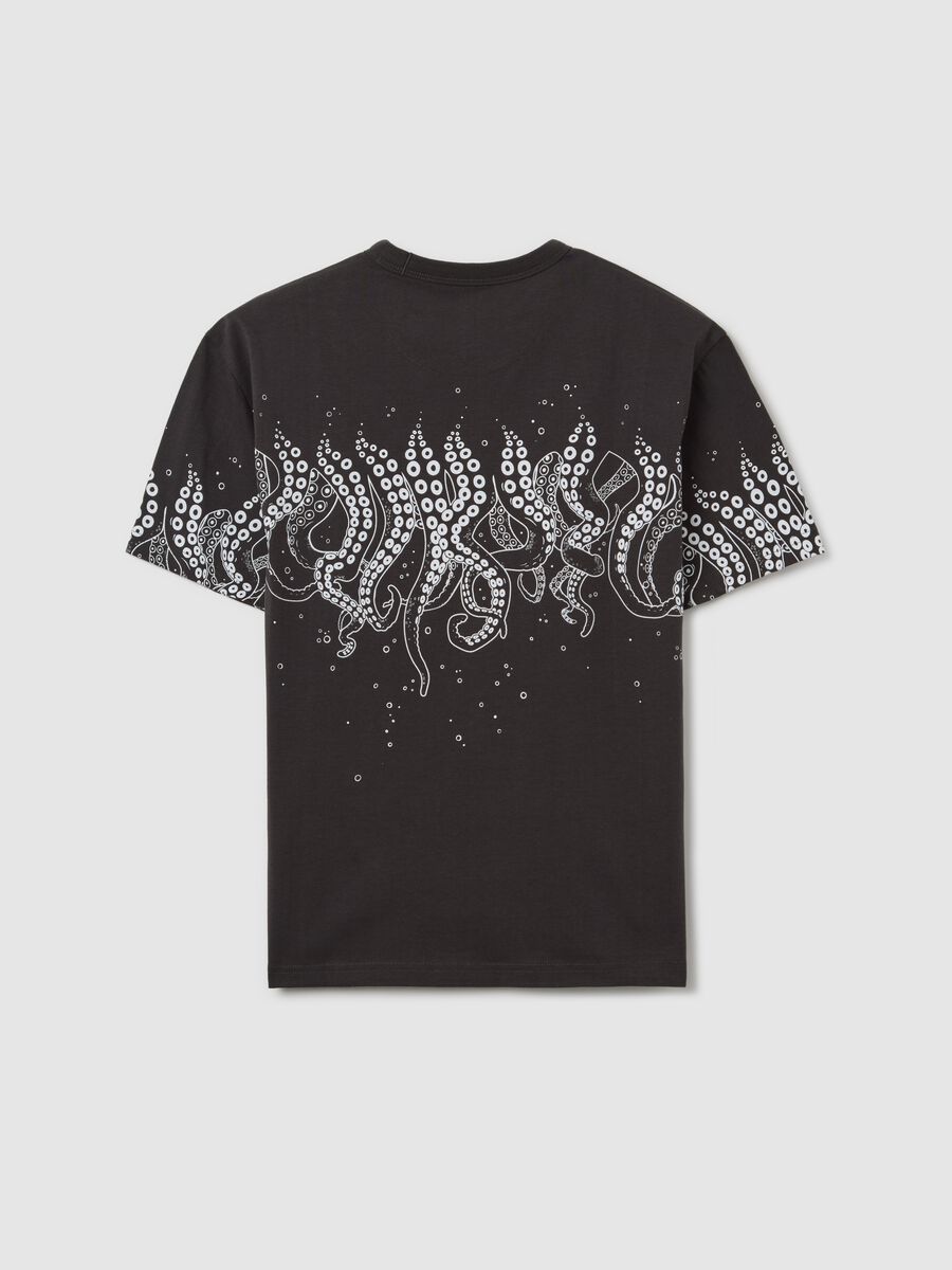 Cotton T-shirt with "Deep" octopus print_1