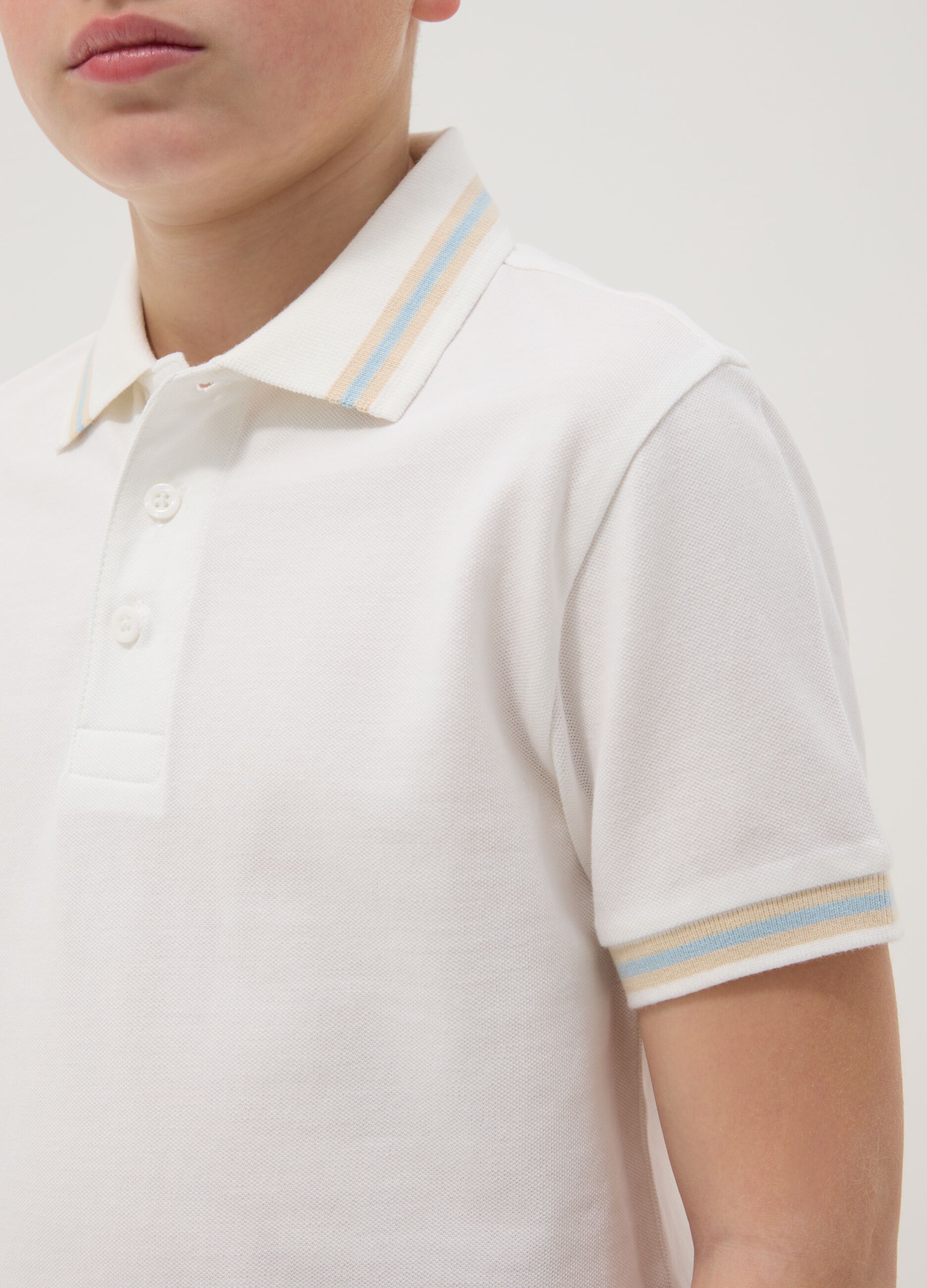 Boys' regular fit pure cotton white polo