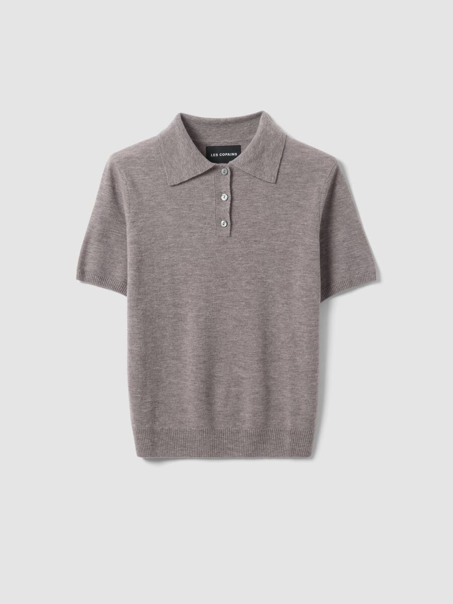 Maglia grigia in pura lana con colletto polo regular fit_4