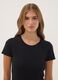 T-shirt nera a maniche corte in cotone organico elasticizzato girocollo_1