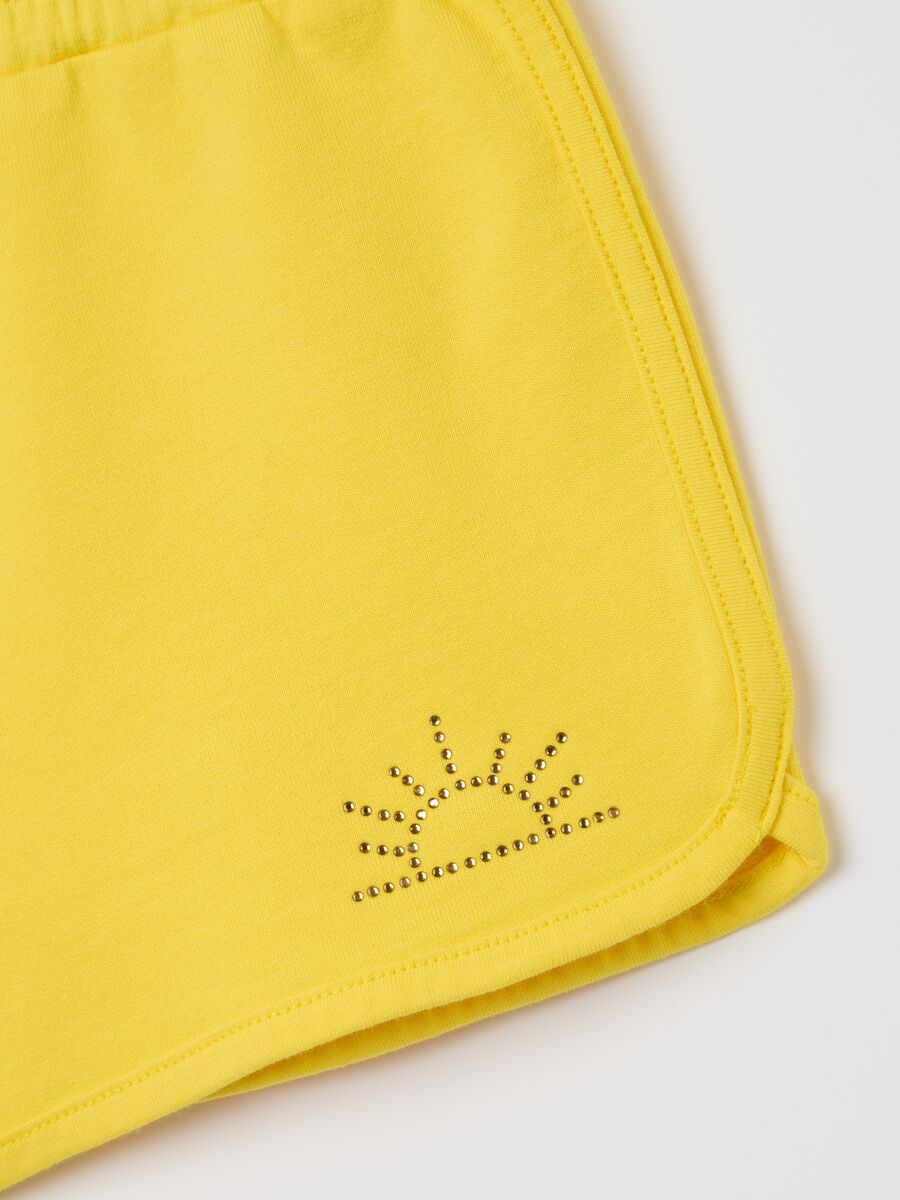French Terry Cotton Shorts in Yellow_3
