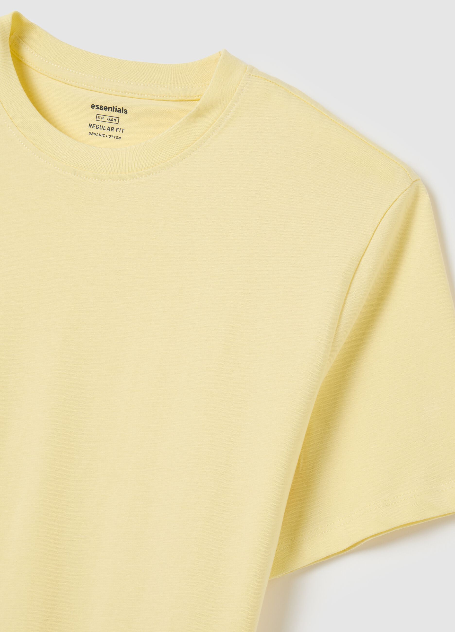T-shirt da uomo in puro cotone gialla regular fit