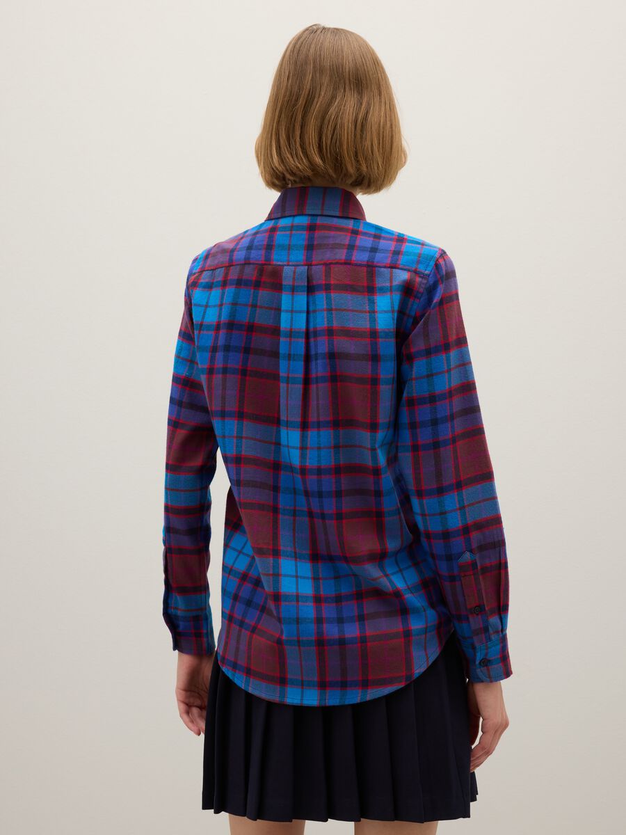 Camicia a quadri multicolor in puro cotone e flanella_2