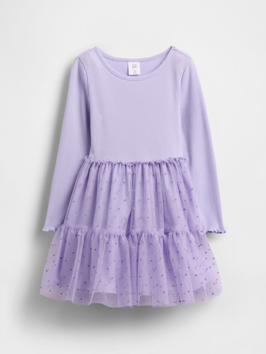 Purple dress in mixed materials with tulle_1