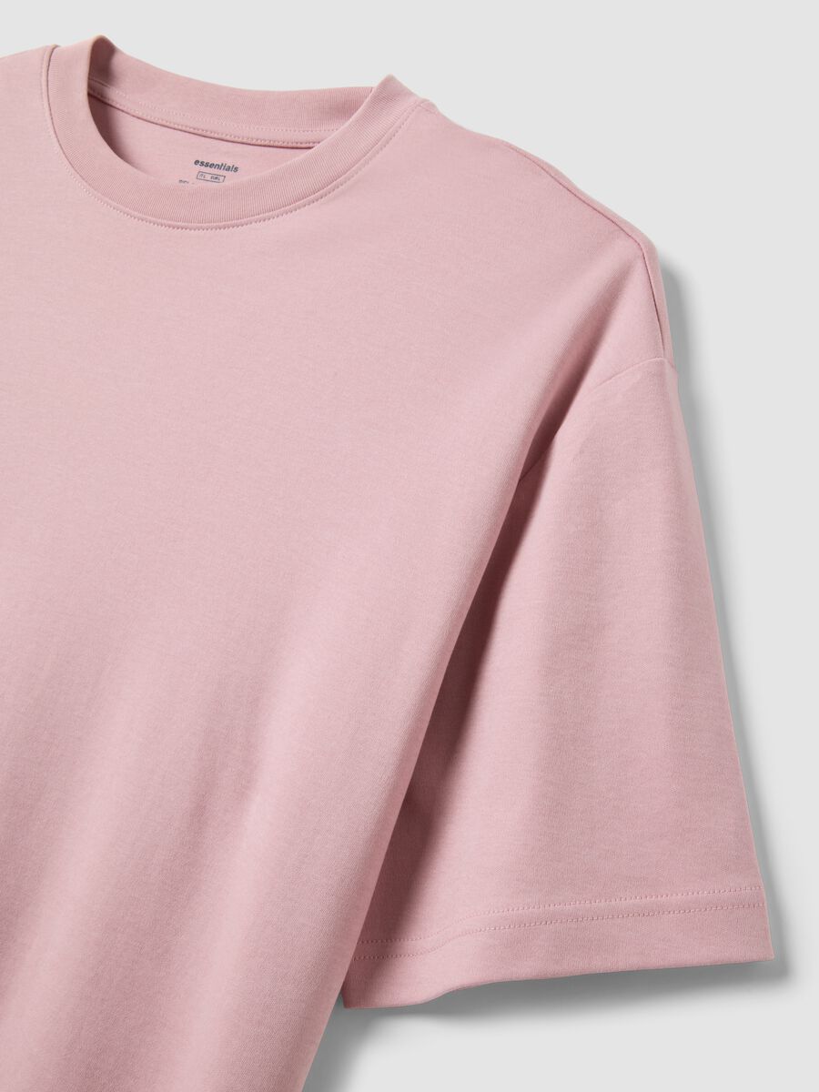T-shirt a maniche corte in puro cotone rosa relaxed fit_5