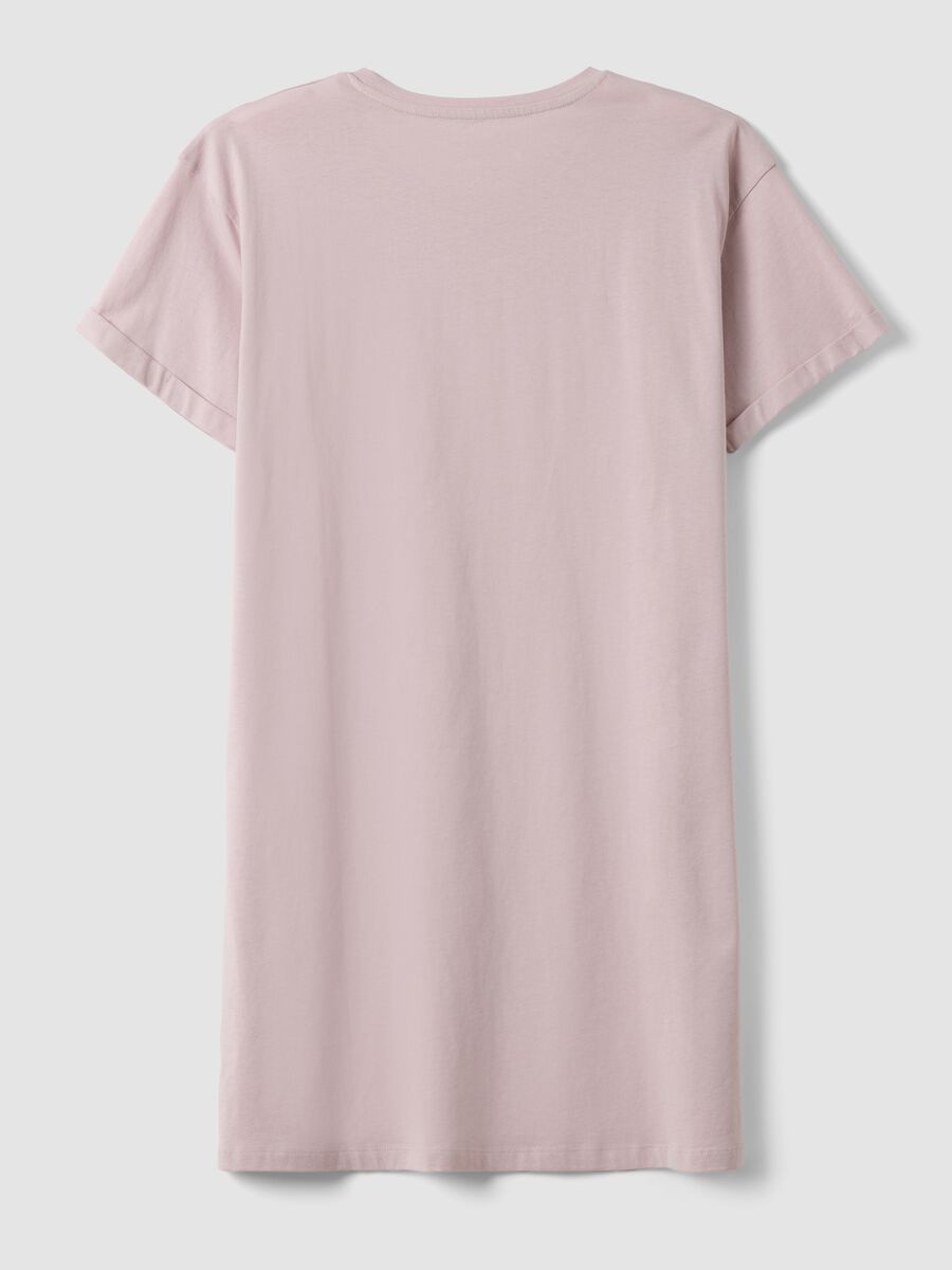 Camicia da notte rosa in puro cotone organico a girocollo con scritte frontali_6