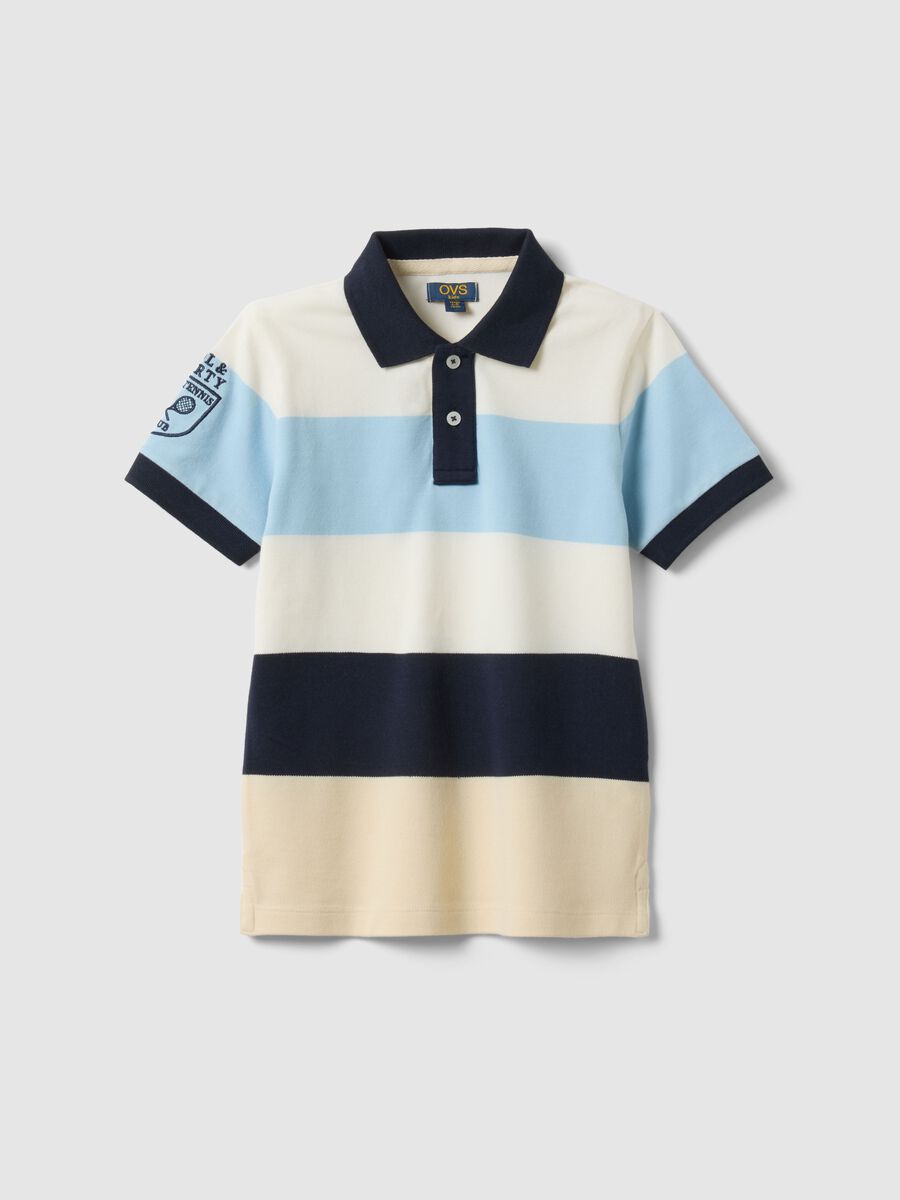Polo in cotone elasticizzato a righe multicolor da bambino regular fit_0