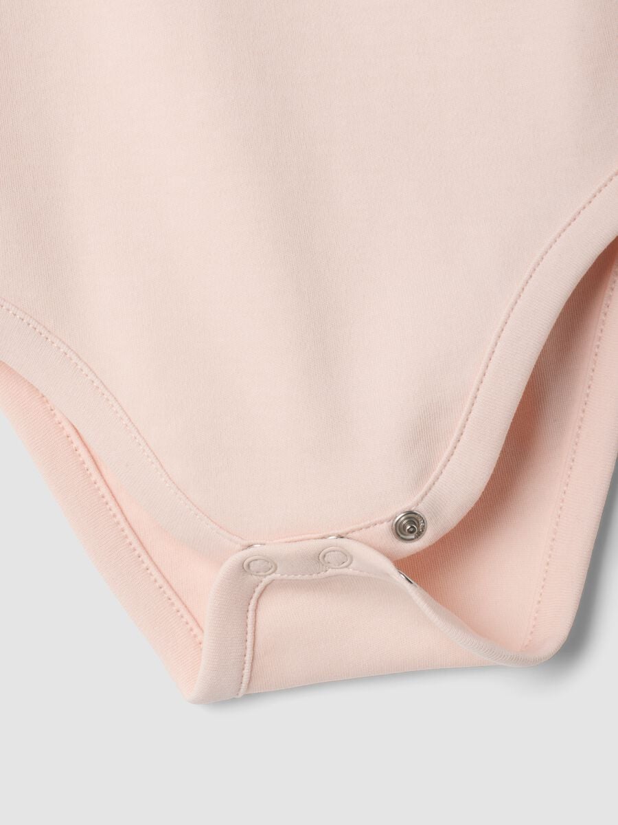 Bipack body rosa e beige in puro cotone organico girocollo per neonata_2