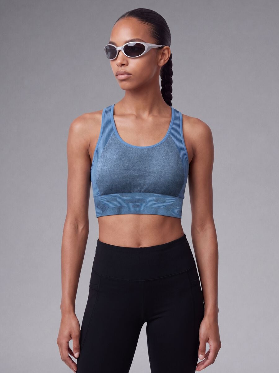 Reggiseno sportivo blu in tessuto elasticizzato ALTAVIA RUNNING_0