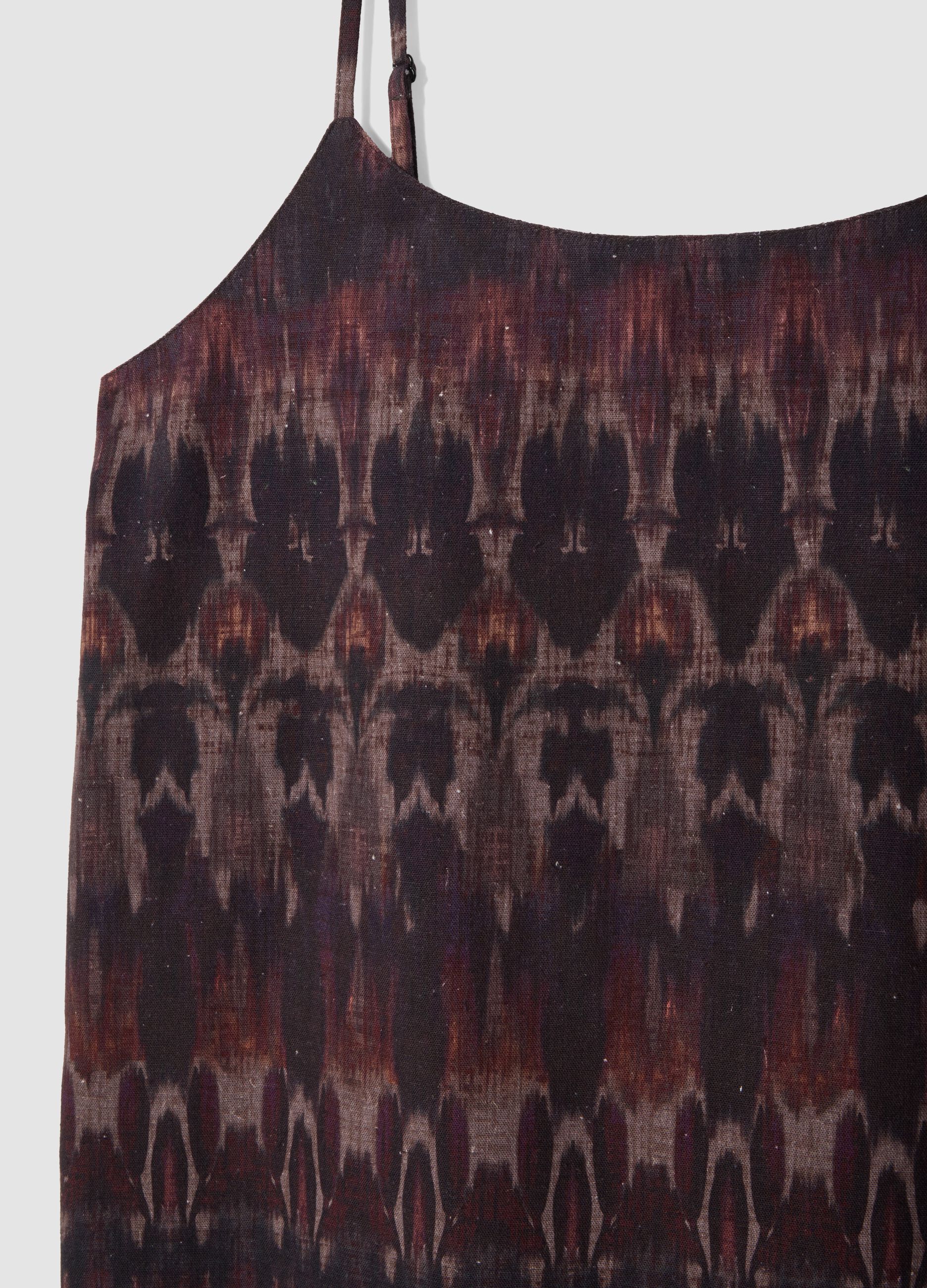 Purple cotton-linen blend dress with slim straps