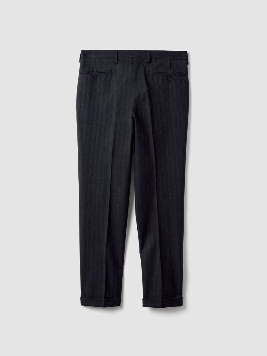 Pantaloni blu in viscosa e lana elasticizzata_2