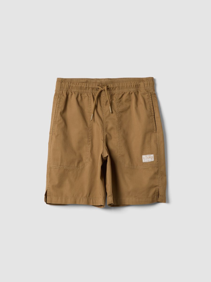 Brown regular-fit pure cotton Bermuda shorts_0