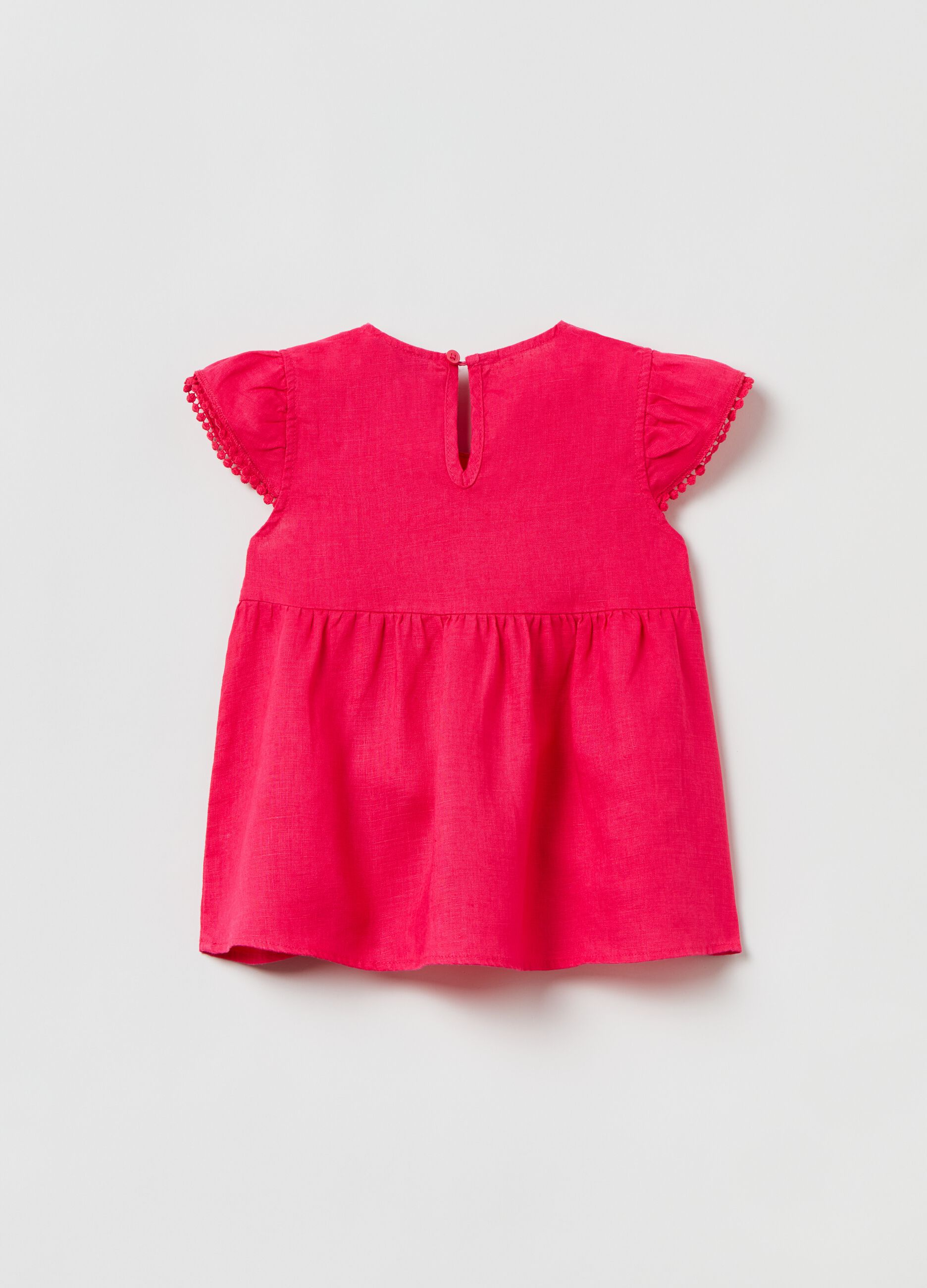 Blusa in lino con mini pon pon_1