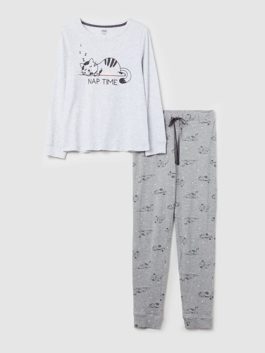 Long pyjamas with kitten print_4