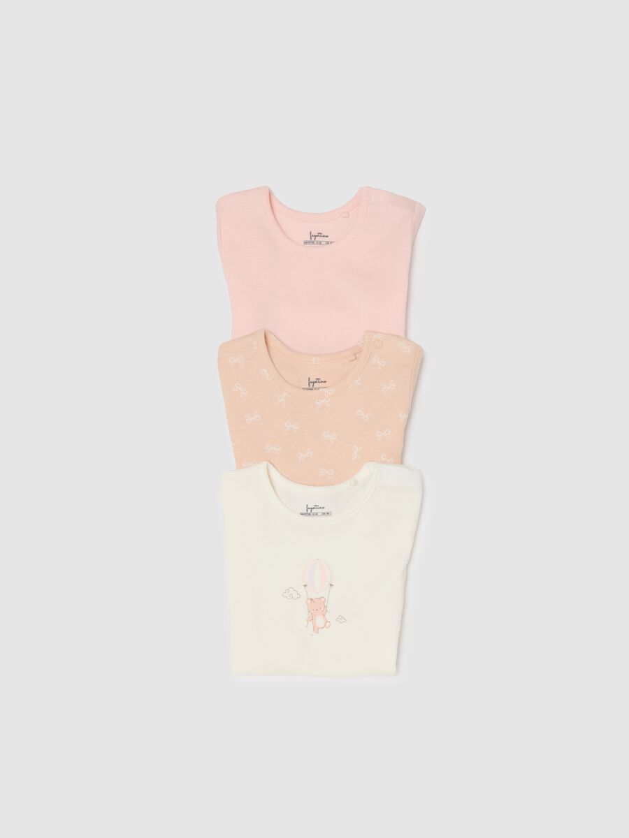 Multicolour short-sleeve pure cotton baby bodysuit tripack_3