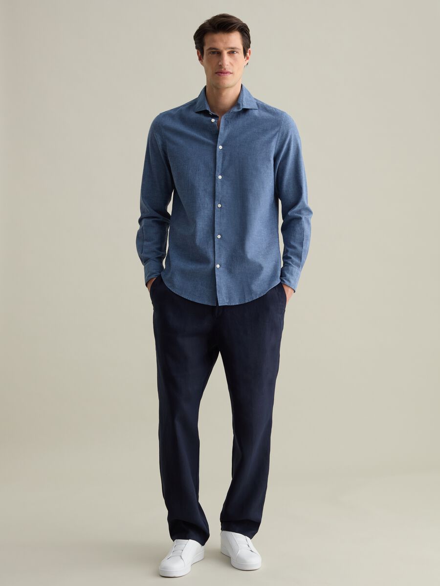 Regular-fit shirt in cotton and linen_1