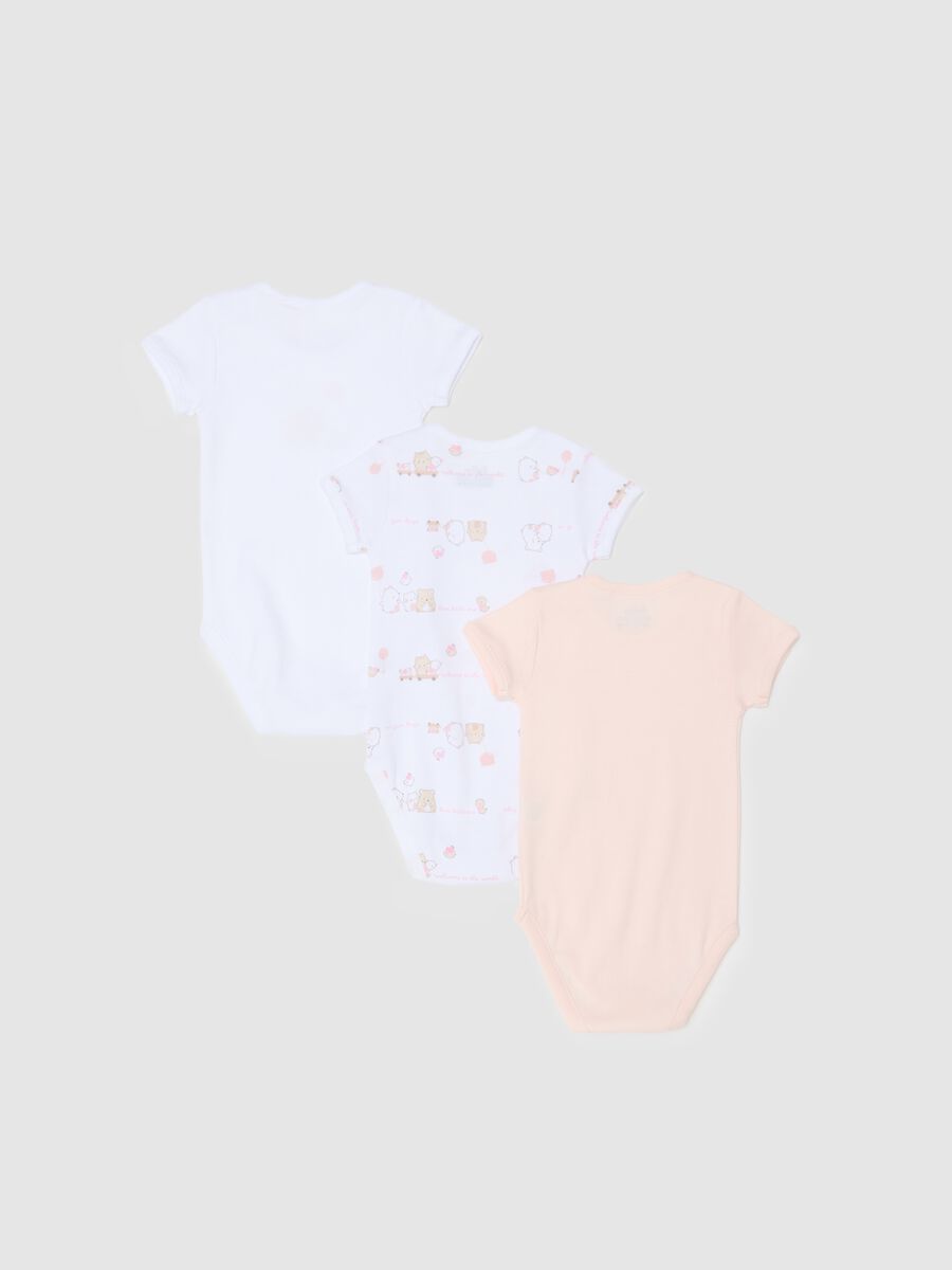 Newborn short sleeve multicolour bodysuit tri-pack in pure cotton_1