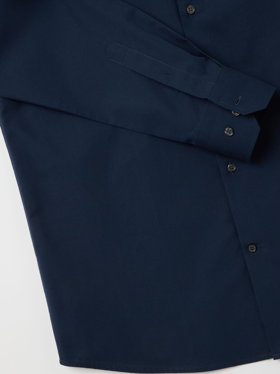 Camicia da uomo in puro cotone blu regular fit easy iron_5