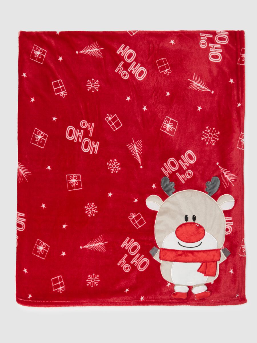 Christmas Red Blanket with Reindeer Print_2