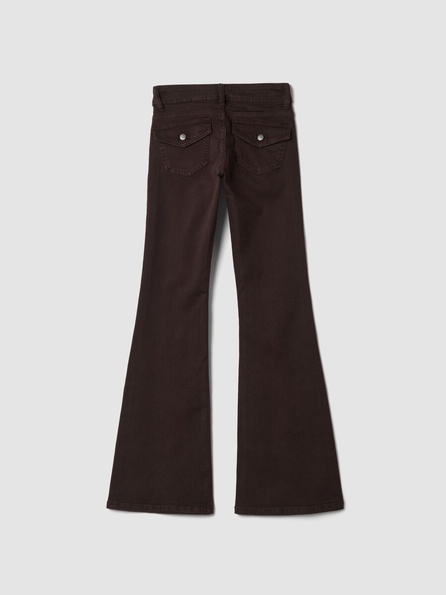 Jeans marroni flare in cotone elasticizzato_2