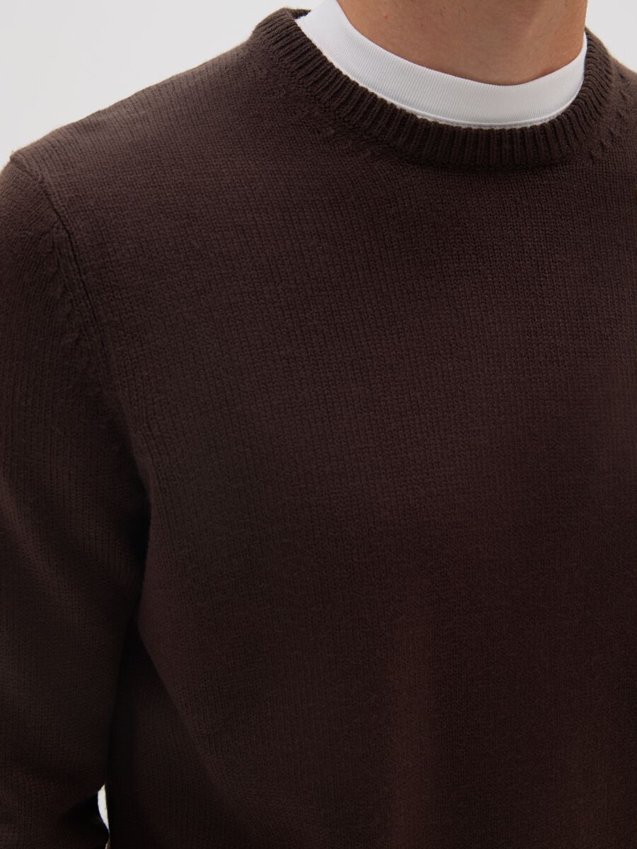 Brown crew neck sweater regular fit_3