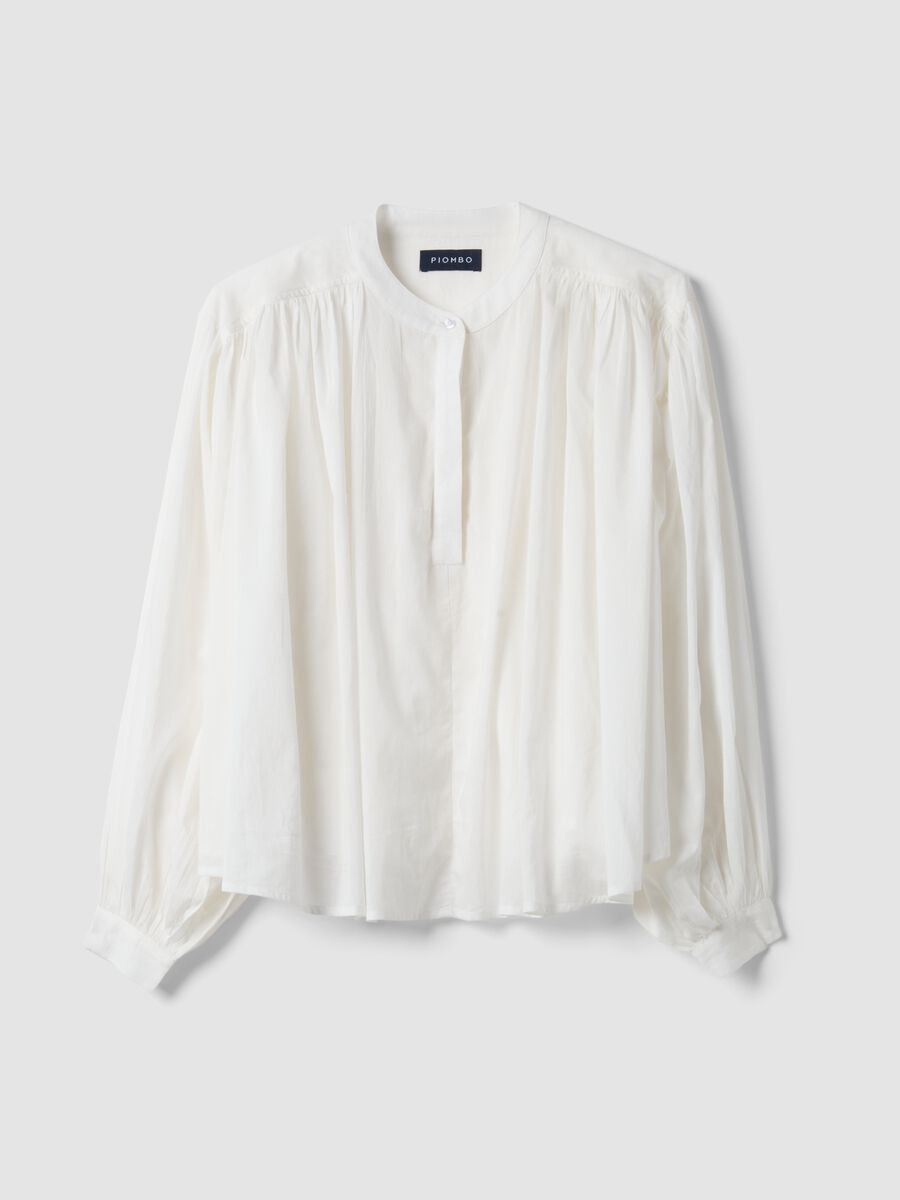 Blusa in puro cotone bianca oversize fit con maniche ampie_4
