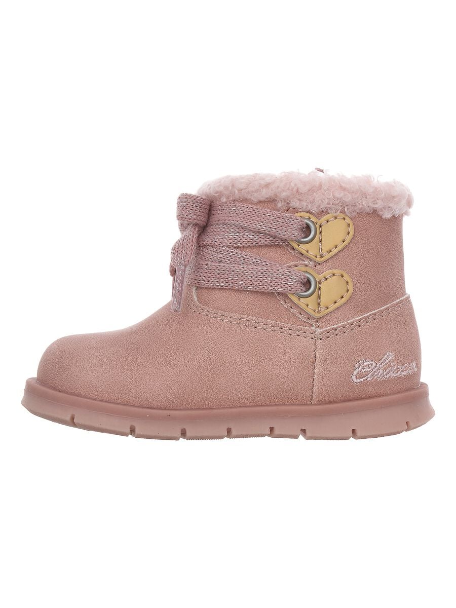 Chicco pink baby shoes with teddy-style trim_0